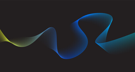 A blue and yellow wave on a black background
