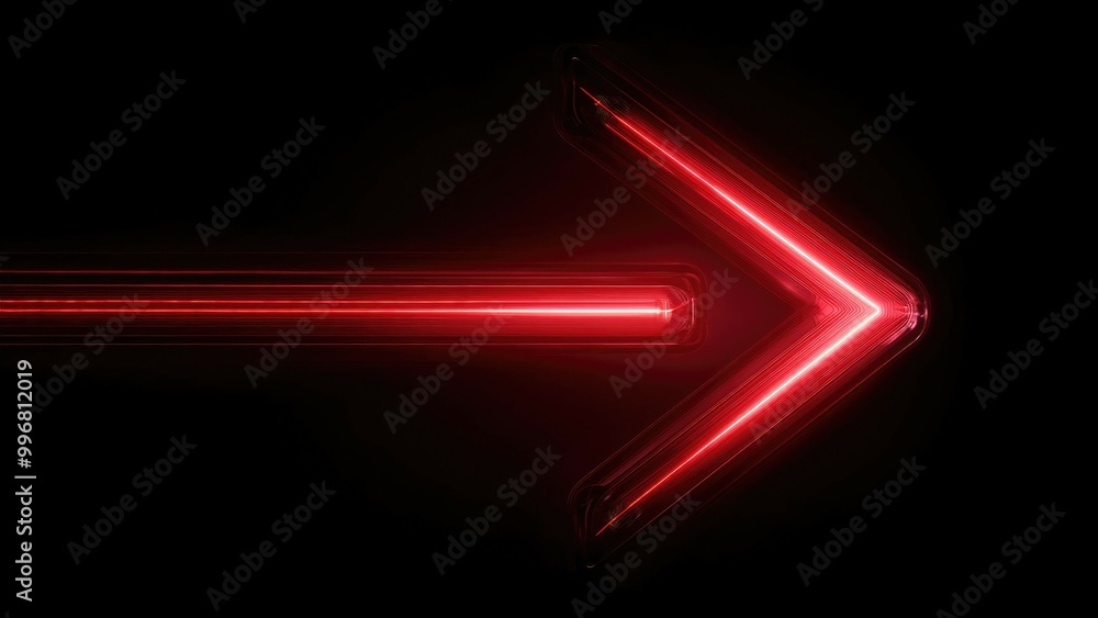 Poster a vibrant red arrow points right against a dark background, creating a striking visual effect.