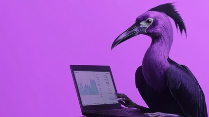 Ibis in Formal Wear Working on Laptop