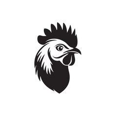 Chicken head design vector on gray background. chicken silhouette. chicken animal vector illustration