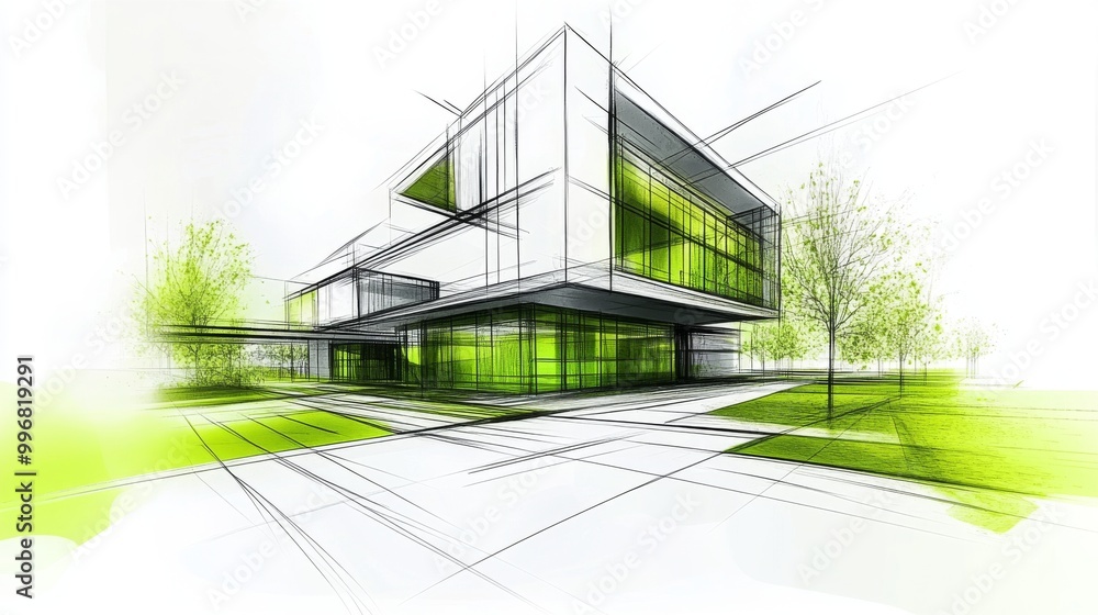 Poster integration of natural elements in innovative building concepts.