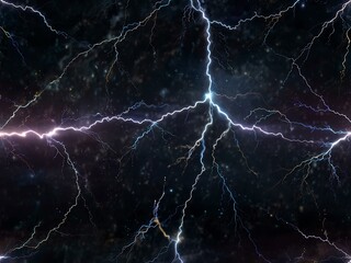 Abstract lightning streaks with glowing particles.