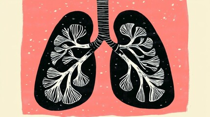 Illustration depicting mindfulness meditation through a human lung silhouette. 