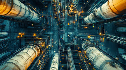 oil refinery, top view