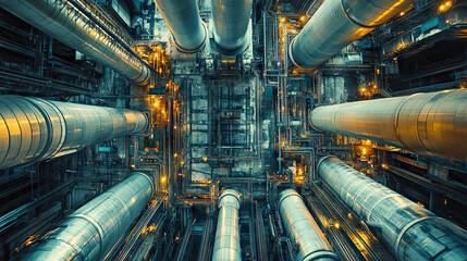 oil refinery, top view