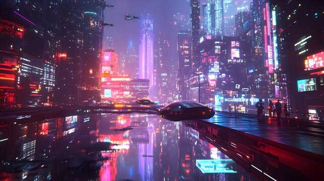 Gleaming cyber marketplace with ethereal data driven displays hover powered shopping carts and customizable avatar shoppers in a 3D rendering with biopunk sensibilities and futuristic floating city