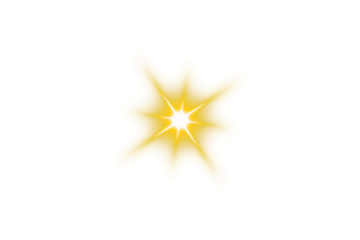 Golden lens flare star light sparkle on transparent background. Blinking light shine glow. Gold twinkling starlight with sparkles. Shining light with flare rays. Glowing flash light sparkle effects	