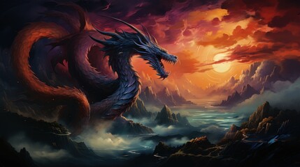 Dragon in a fantasy landscape