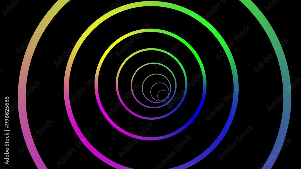 Poster multicolored graduated circles on a black background animation enhancing visual appeal and user enga