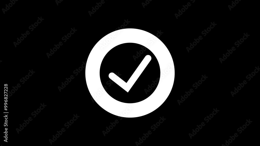Aufkleber check mark inside a circle with a black background for strong visual feedback in user interfaces and