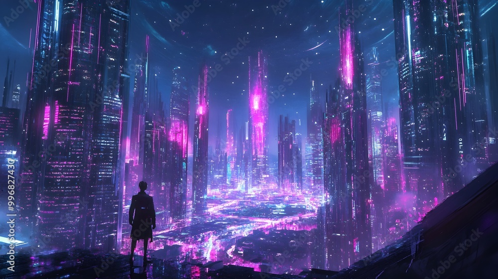 Poster hyper connected cyber monday retail utopia with vibrant synthwave aesthetics seamless mobile transac