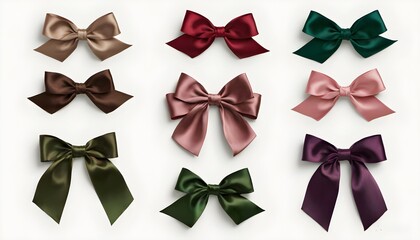 Vibrant Display of Colorful Bows Against a Crisp White Background