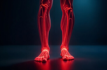 human lower limb leg bones with arteries and veins anatomy
