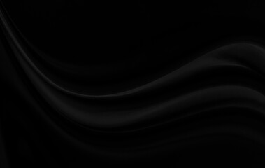 Fototapeta premium Black gray satin dark fabric texture luxurious shiny that is abstract silk cloth background with patterns soft waves blur beautiful.