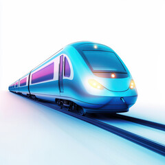 Naklejka premium A modern train in a vibrant design, showcasing innovation and technology in transportation, set against a minimalist backdrop.
