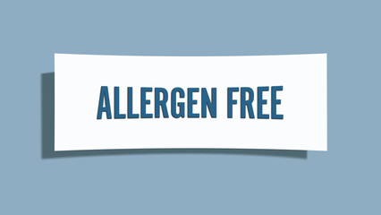 Allergen free. A card isolated on blue background.