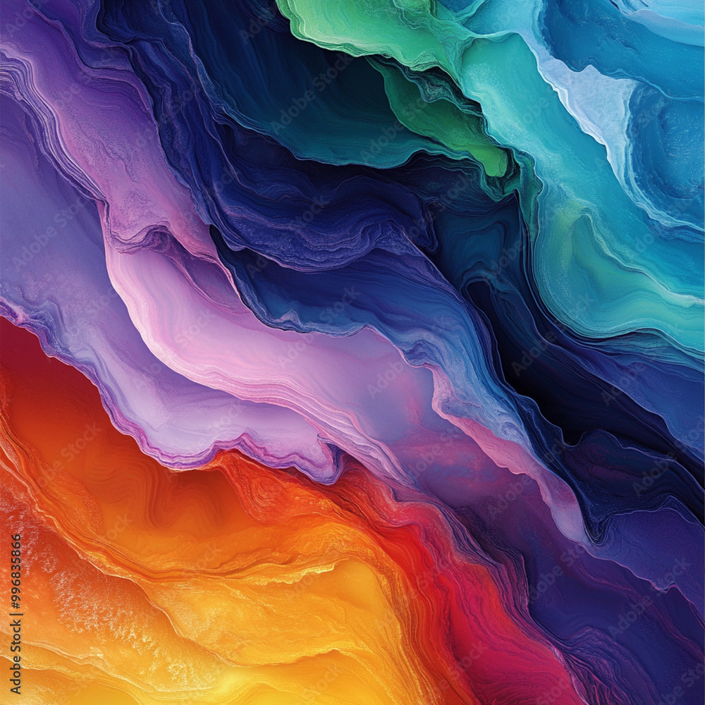 Poster vibrant abstract fluid shapes blend seamlessly in mesmerizing display of colors, showcasing organic 
