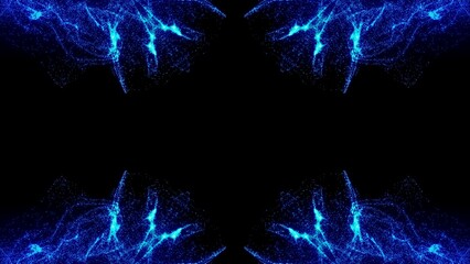 symmetrisches  leuchtendes kaleidoskopisches Muster,  Mandala, Grafik, Dekoration, Muster, blau, schwarz
