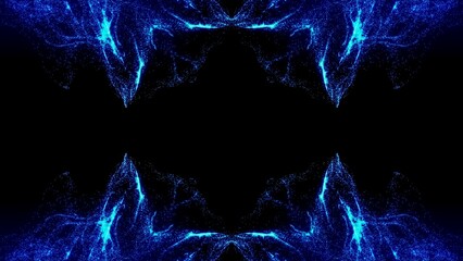 symmetrisches  leuchtendes kaleidoskopisches Muster,  Mandala, Grafik, Dekoration, Muster, blau, schwarz
