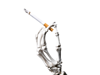 skeleton hand holding a cigarette