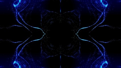 symmetrisches  leuchtendes kaleidoskopisches Muster,  Mandala, Grafik, Dekoration, Muster, blau, schwarz
