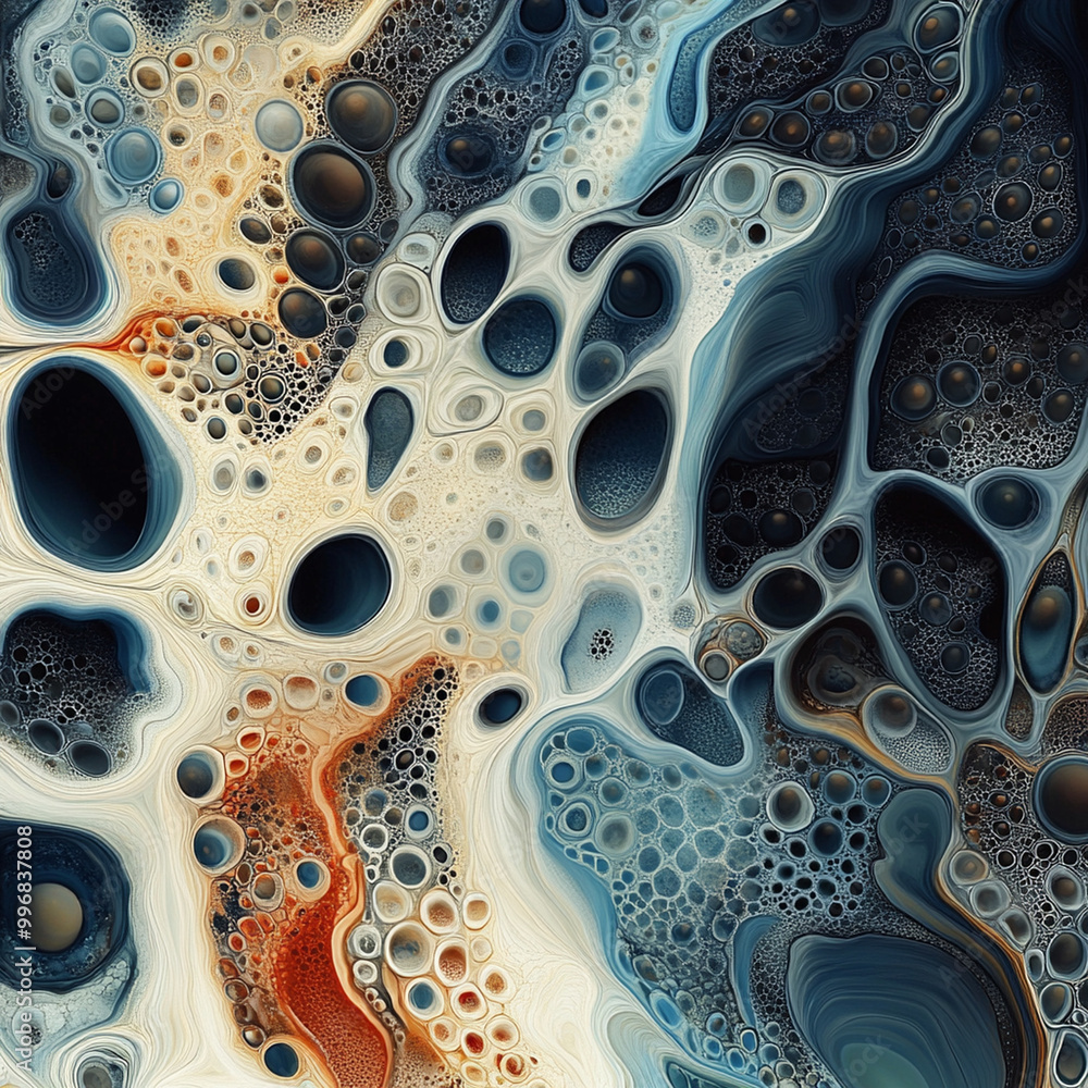 Poster intricate patterns emerge as bubbles merge, creating an organic and mesmerizing visual experience. i