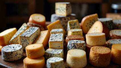 Assorted French cheeses.