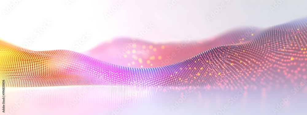 Poster mesmerizing 3d rendered scene depicting a light wave dynamically interacting with quantum dots creat