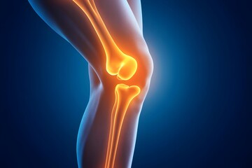 Detailed medical diagram highlighting the partially torn ACL ligament in the knee of a young adult athlete,caused by a recent basketball injury.