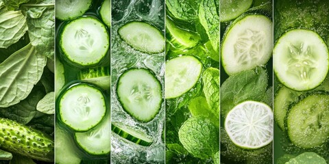 Sparkling water in jar with cucumber and mint leaves
