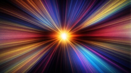 Radiant burst of multicolored light rays