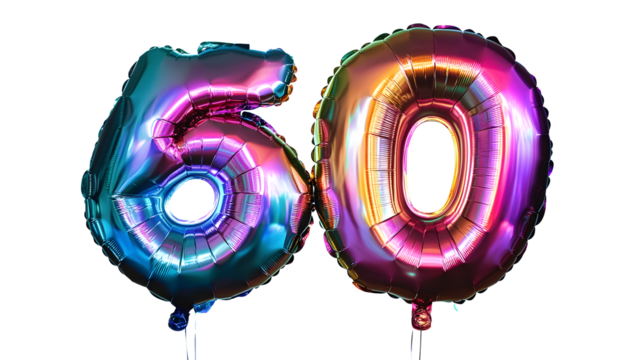 Forty number made of holographic balloon