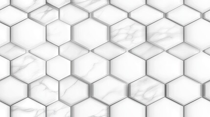 Fototapeta premium This seamless pattern showcases grey and white marble hexagon tiles, ideal for enhancing modern interior designs with a stylish and sophisticated touch SEAMLESS PATTERN