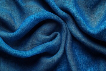 Fototapeta premium Minimal modern abstract background sapphire blue coarse fabric folded texture