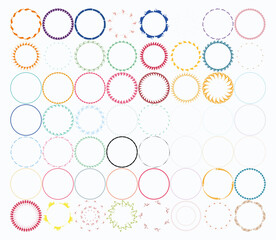 textured, doodle  circle frame colorful vector set