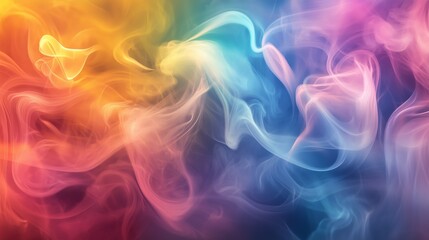 Fototapeta premium Vibrant abstract smoke swirls in dreamlike patterns, enhanced by soft lighting and a tranquil background.