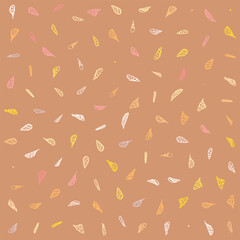 brown autumn leaves doodle colorful seamless pattern