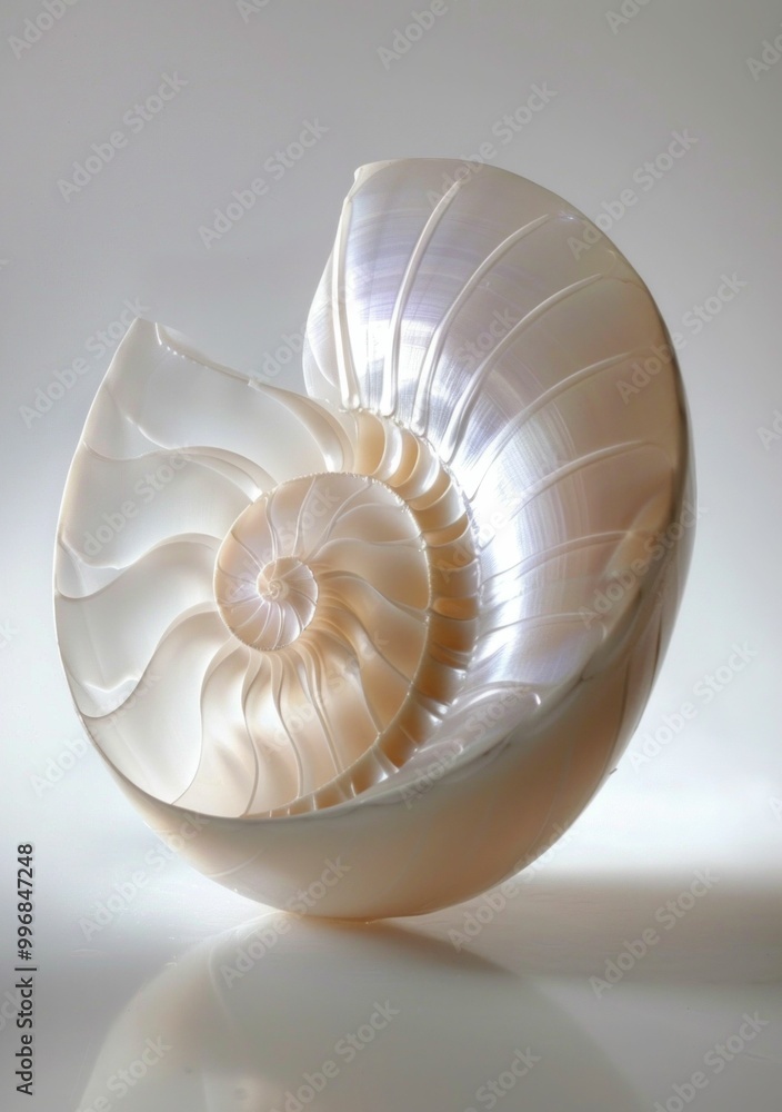 Aufkleber beautiful nautilus shell on a smooth, light background showcasing its intricate spiral pattern and i