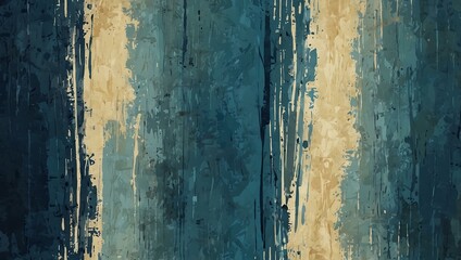 Blue and cream brush strokes texture, vintage background.