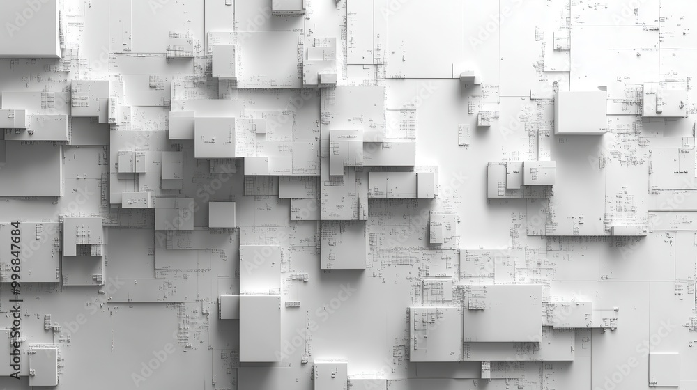 Poster bright white backdrop with ai-generated patterns and designs, perfect for innovative and tech-focuse