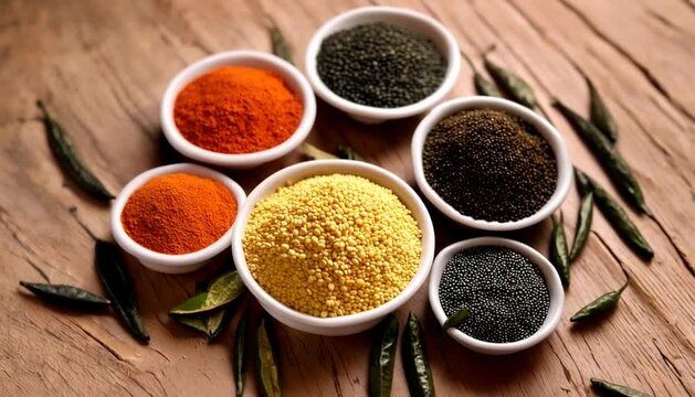Indian condiments with copy-space above view

