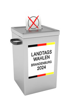 Landtagswahl Brandenburg 2024 - Wahlurne mit Stimmzettel
