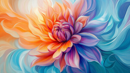 Floral Vector Illustration of Pink and Yellow Dahlia Chrysanthemum Pattern in Nature Garden Decor