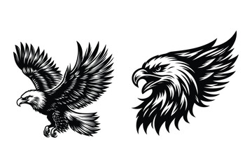 Eagle silhouette vector illustrations