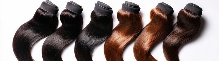 Fototapeta premium set of remy hair bundles isolated on white background