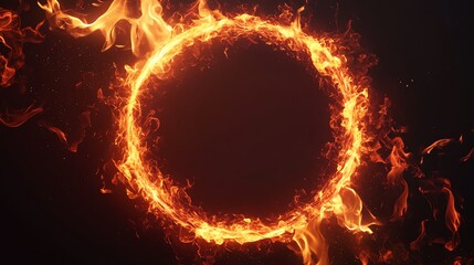 This captivating image features a glowing circle of fire, radiating warmth and energy against a dark backdrop.