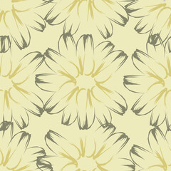 seamless vector flower design pattern on gray background