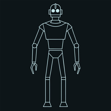   Humanoid robot vector outline illustration.
