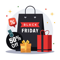 a black Friday promotional vector design with an offer