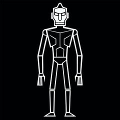    Humanoid robot vector outline illustration.
